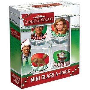 New! National Lampoon's Christmas Vacation Shot Glass Set of 4 Chevy Chase Movie